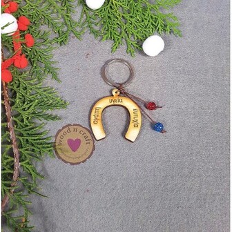 Ξύλινο Μπρελόκ Γούρι - Πέταλο με Ευχές