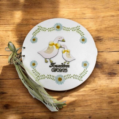 Βιβλίο ευχών βάπτισης | Λιοντάρι με κορώνα | Handmade by Woodncraft.gr