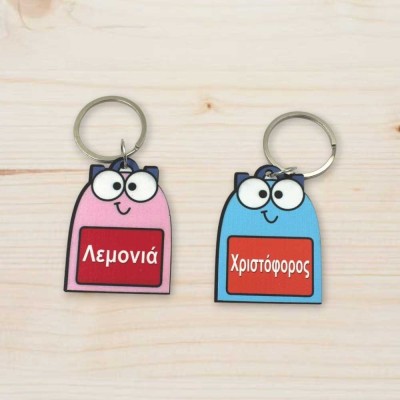 Ξύλινα Μπρελόκ Μονογράμματα με Σχέδια Παιδική Ζωγραφιά| Παιδικά Woodncraft