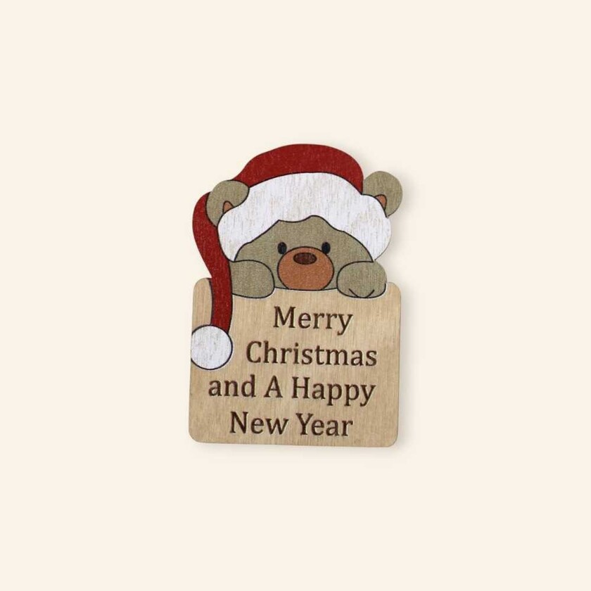 Χριστουγεννιάτικο μαγνητάκι αρκουδάκι | Αφιερώσεις Woodncraft