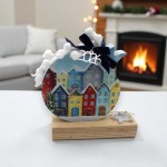 Χειροποίητο Γούρι Ρόδι σε βάση  - Χιονισμένο Χωριό