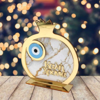 Χειροποίητο Γούρι Ρόδι σε βάση  - Χρυσός Καθρέφτης