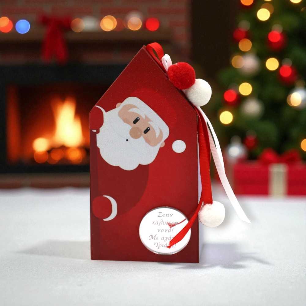 Χειροποίητο Κρεμαστό Γούρι με Χριστουγεννιάτικο μοτίβο και ρόδια| Ξύλινα δώρα Woodncraft