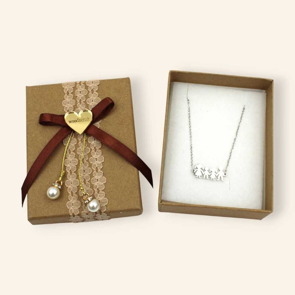 Κολιέ Οικογένεια με Αγοράκι και Κοριτσάκι-  Ανοξείδωτο Ατσάλι