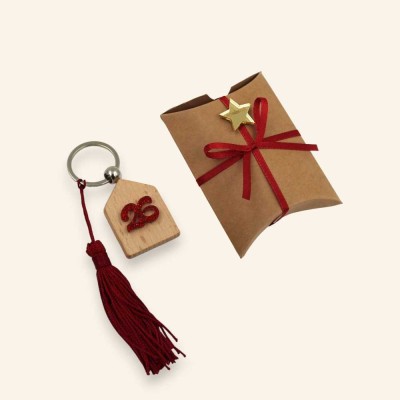 Χειροποίητο Κρεμαστό Γούρι με Χριστουγεννιάτικο μοτίβο και ρόδια| Ξύλινα δώρα Woodncraft