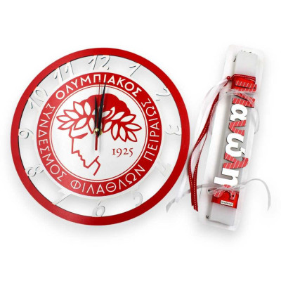Σετ λαμπάδα  ρολόι - Ολυμπιακός
