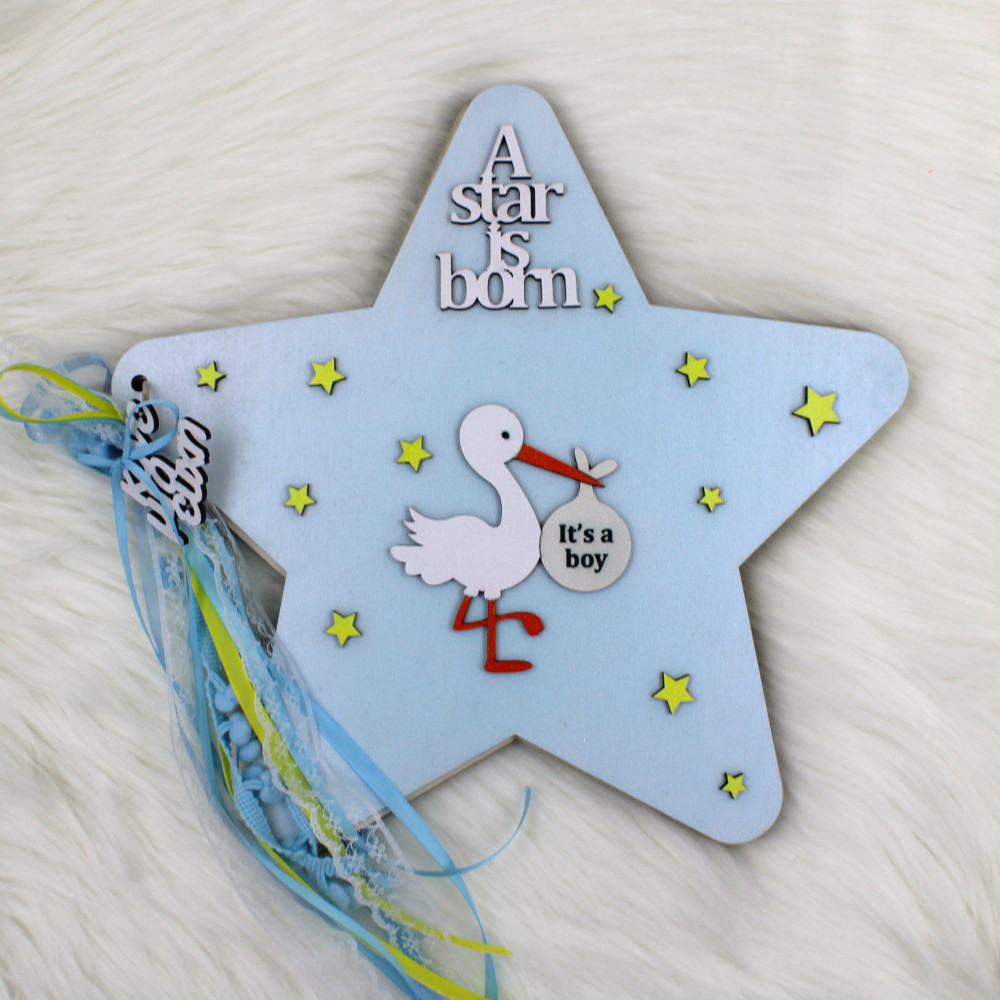 Βιβλίο ευχών A star is born | Ευχολόγια γέννησης βάφτισης | Woodncraft