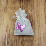 Χειροποίητη μπομπονιέρα πουγκί - Πεταλούδα πλεξιγκλάς