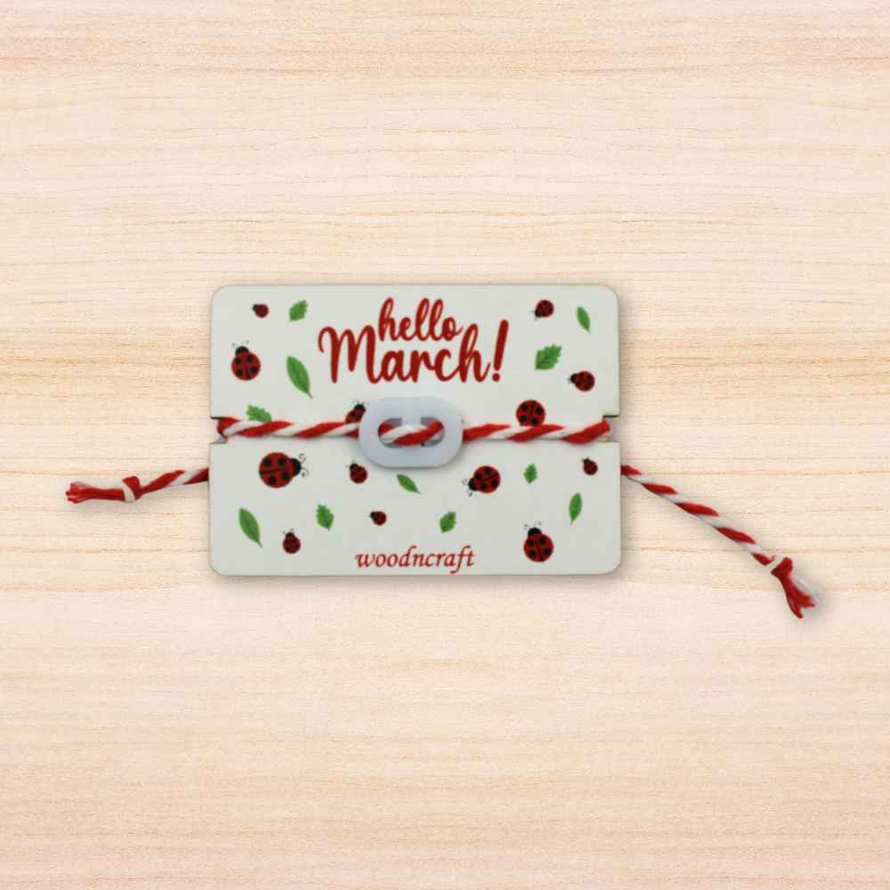 Μαρτάκι με κύκλος  με κόκκινα  πατουσάκια | Χειροποίητος Μάρτης  | Woodncraft