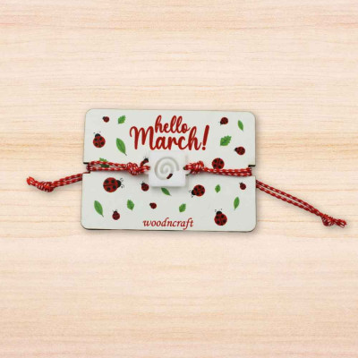 Μαρτάκι με κύκλος  με κόκκινα  πατουσάκια | Χειροποίητος Μάρτης  | Woodncraft