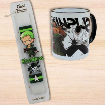 Σετ Λαμπάδα & Κούπα One Piece – Roronoa Zoro με Όνομα