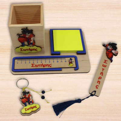 Σετ Πασχαλινής Λαμπάδας Dragon Ball με Ξύλινο Σετ Γραφείου και Όνομα