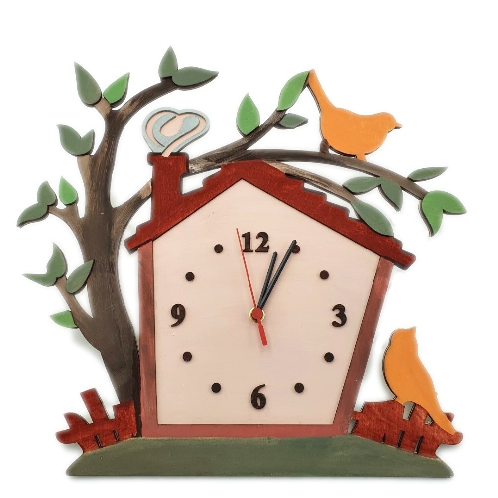 Ξύλινο ρολόι - Village home - Woodncraft