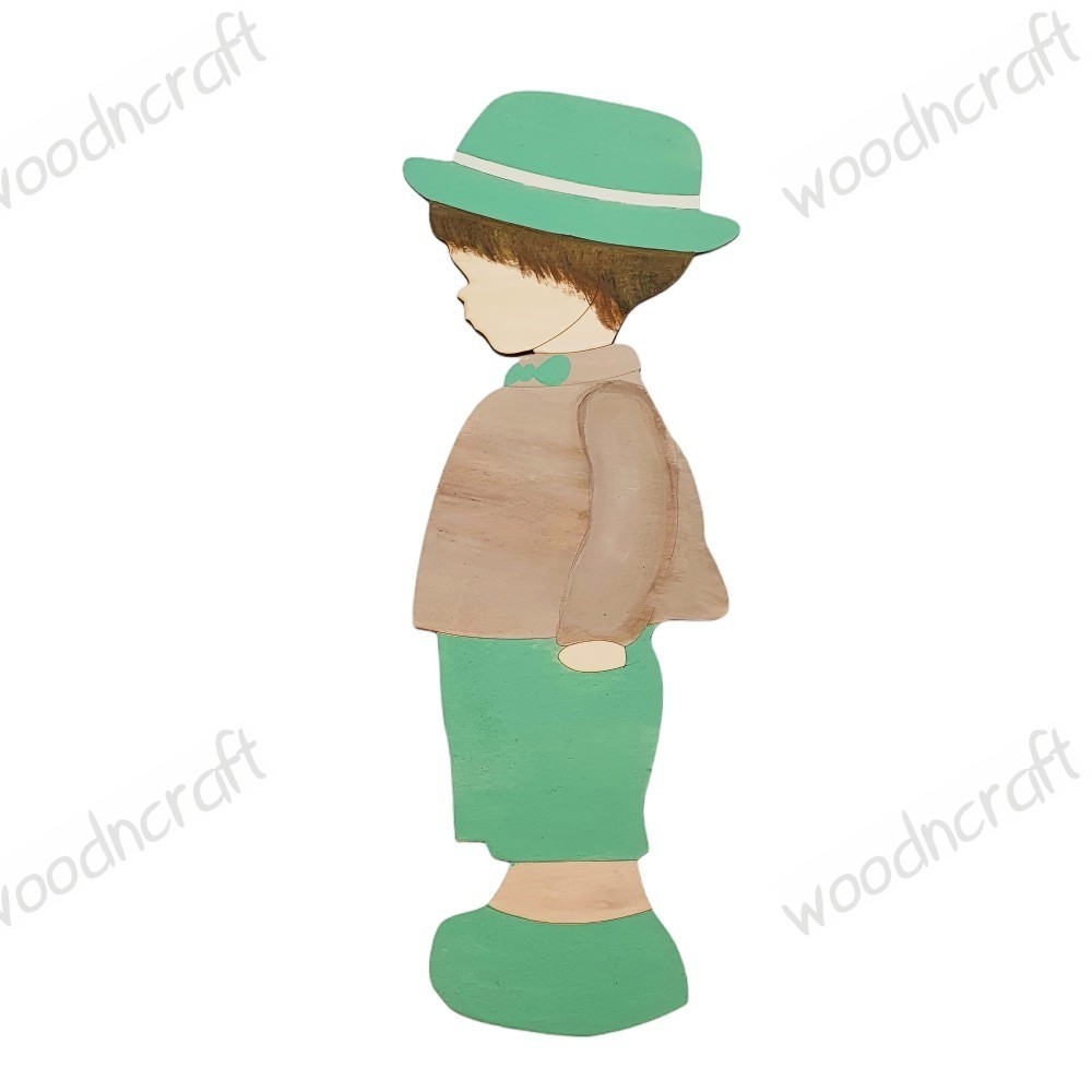 Ξύλινη φιγούρα - Παιδάκι με καπέλο