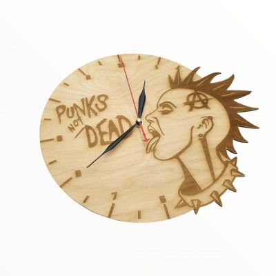 Ξύλινο ρολόι - Punks not dead - Woodncraft.gr