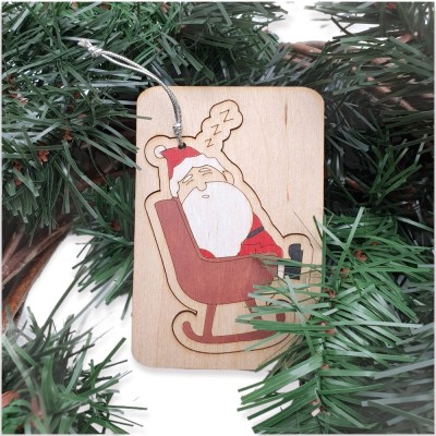 Χριστουγεννιάτικη κάρτα παζλ με στολίδι - Santa Claus - Woodncraft.gr