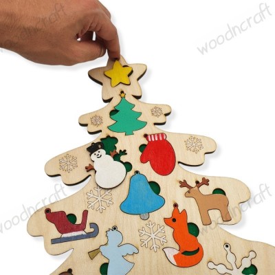 Ξύλινο εκπαιδευτικό puzzle - Christmas tree - Woodncraft.gr