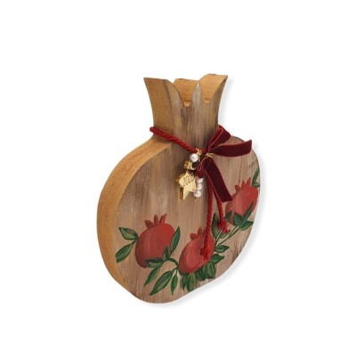 Χειροποίητο επιτραπέζιο γούρι - Lucky pomegranate - Woodncraft.gr