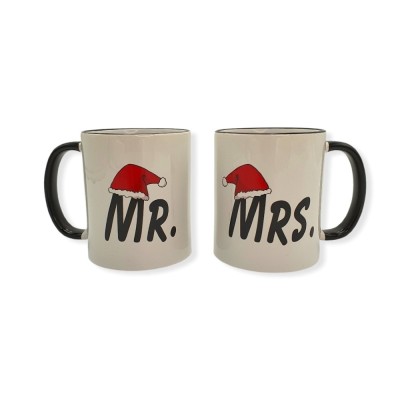 Σετ χριστουγεννιάτικες κούπες - Mr & Mrs - Woodncraft.gr