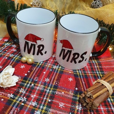 Σετ χριστουγεννιάτικες κούπες - Mr & Mrs - Woodncraft.gr