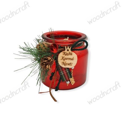 Χριστουγεννιάτικο βαζάκι κηροπήγιο - Ρόδι με αφιέρωση - Woodncraft.gr