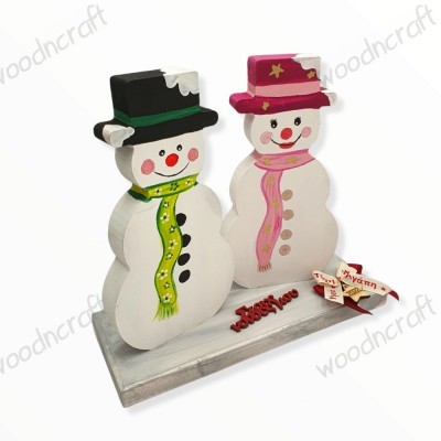 Χριστουγεννιάτικο διακοσμητικό με αφιέρωση - Couple of snowballs - Woodncraft
