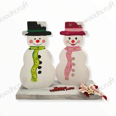 Χριστουγεννιάτικο διακοσμητικό με αφιέρωση - Couple of snowballs - Woodncraft