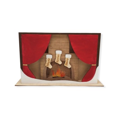 Ξύλινο διακοσμητικό - Christmas family fireplace - Woodncraft