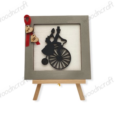 Ξύλινο καδράκι σε καβαλέτο - Vintage bicycle - Woodncraft.gr