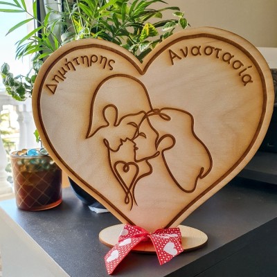 Ξύλινο σταντ για ερωτευμένους - My heart belongs to you - woodncraft.gr