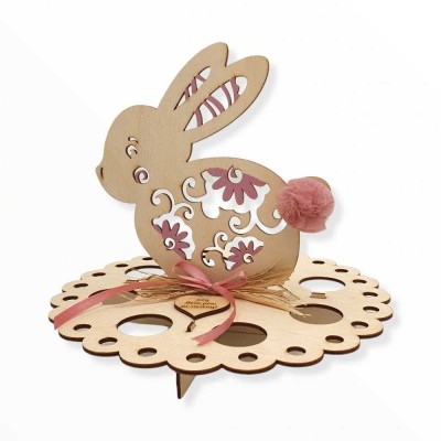 Ξύλινη θήκη για πασχαλινά αυγά - Cute bunny - Woodncraft