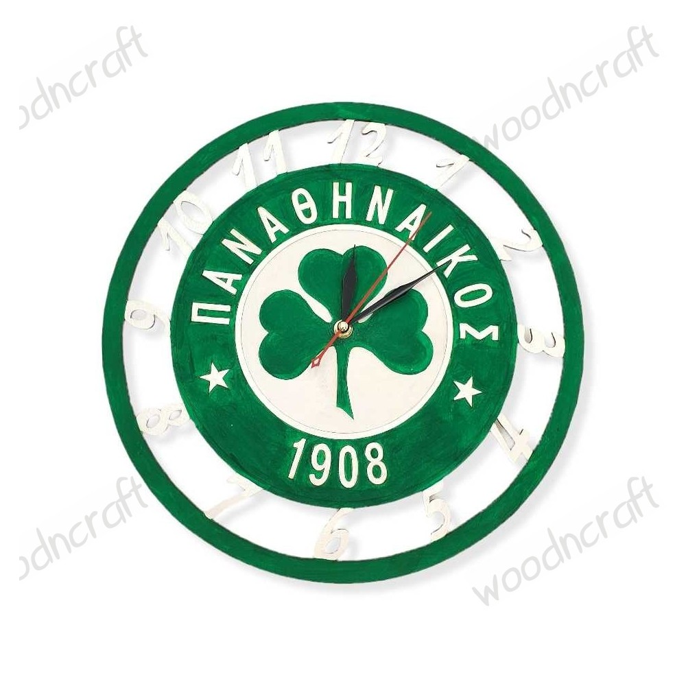 Ξύλινο ρολόι - Παναθηναϊκός logo