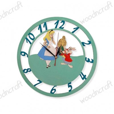 Ξύλινο ρολόι Alice in wonderland | Παιδικά δώρα | Woodncraft.gr
