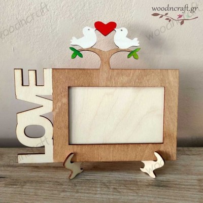 Ξύλινη κορνίζα - Lovin birds - Woodncraft.gr