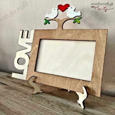 Ξύλινη κορνίζα - Lovin birds - Woodncraft.gr