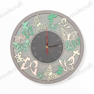 Ξύλινο ρολόι - Butterflies - Woodncraft.gr