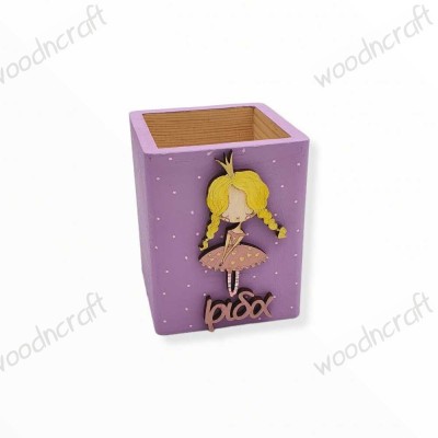 Ξύλινη μολυβοθήκη little princess | Δωράκια με όνομα | Woodncraft