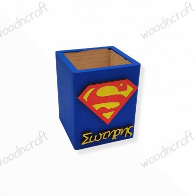 Ξύλινη μολυβοθήκη με όνομα - Superman - woodncraft