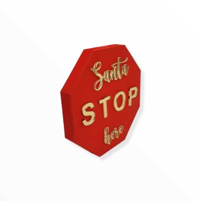 Ξύλινο επιτραπέζιο διακοσμητικό - Santa stop here - Woodncraft.gr