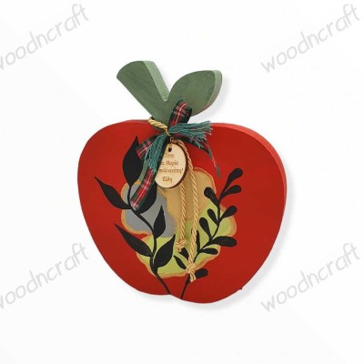 Ξύλινο επιτραπέζιο γούρι - Μήλο ζωγραφιστό - woodncraft.gr
