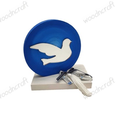 Χειροποίητο επιτραπέζιο γούρι - Silver dove - woodncraft.gr