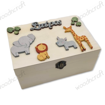 Ξύλινο κουτί - Ζώα της ζούγκλας
