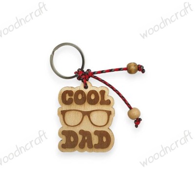 Ξύλινο μπρελόκ - Cool Dad - Woodncraft.gr