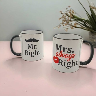 Σετ κούπες | Mr. right & Mrs. always right | Δωράκια Woodncraft.gr