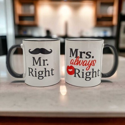 Σετ κούπες | Mr. right & Mrs. always right | Δωράκια Woodncraft.gr