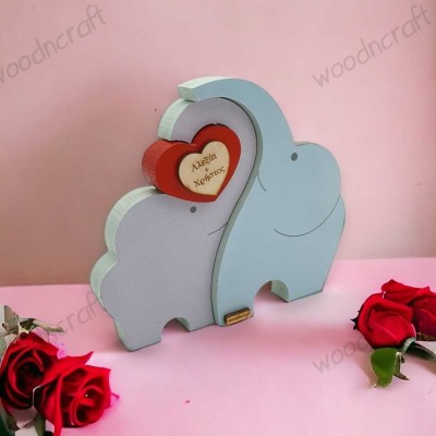 Elephants in Love - Ξύλινο Επιτραπέζιο Διακοσμητικό | Woodncraft Gifts