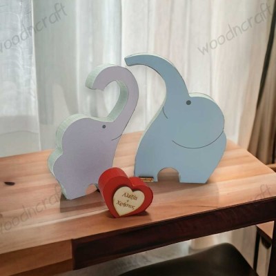 Elephants in Love - Ξύλινο Επιτραπέζιο Διακοσμητικό | Woodncraft Gifts