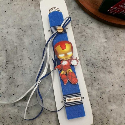 Πασχαλινή λαμπάδα με όνομα | ironman baby | woodncraft.gr